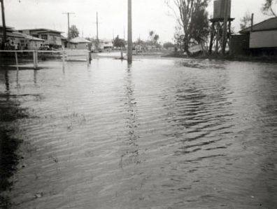 Tide across The Esplanade at Toorbul in 1970 (King Tide)