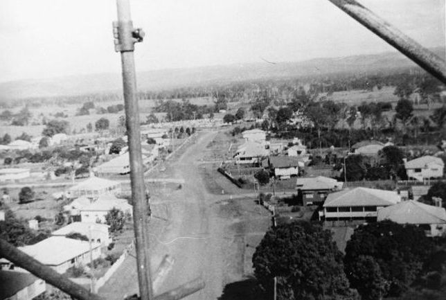 Aerial view looking west from water tower in King Street Caboolture