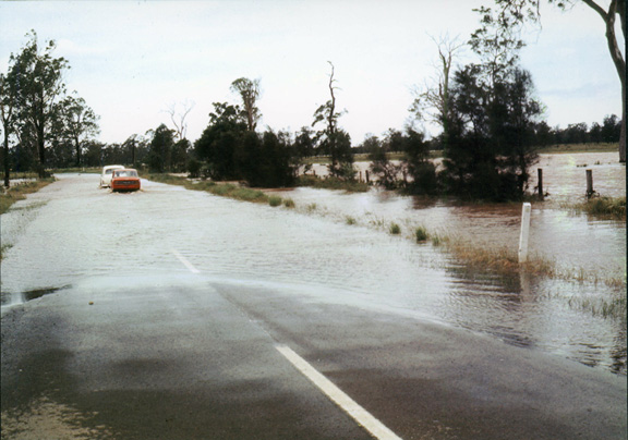 Flooding across Beachmere Road at Caboolture