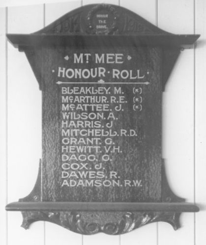 Mt Mee Honour Roll Board