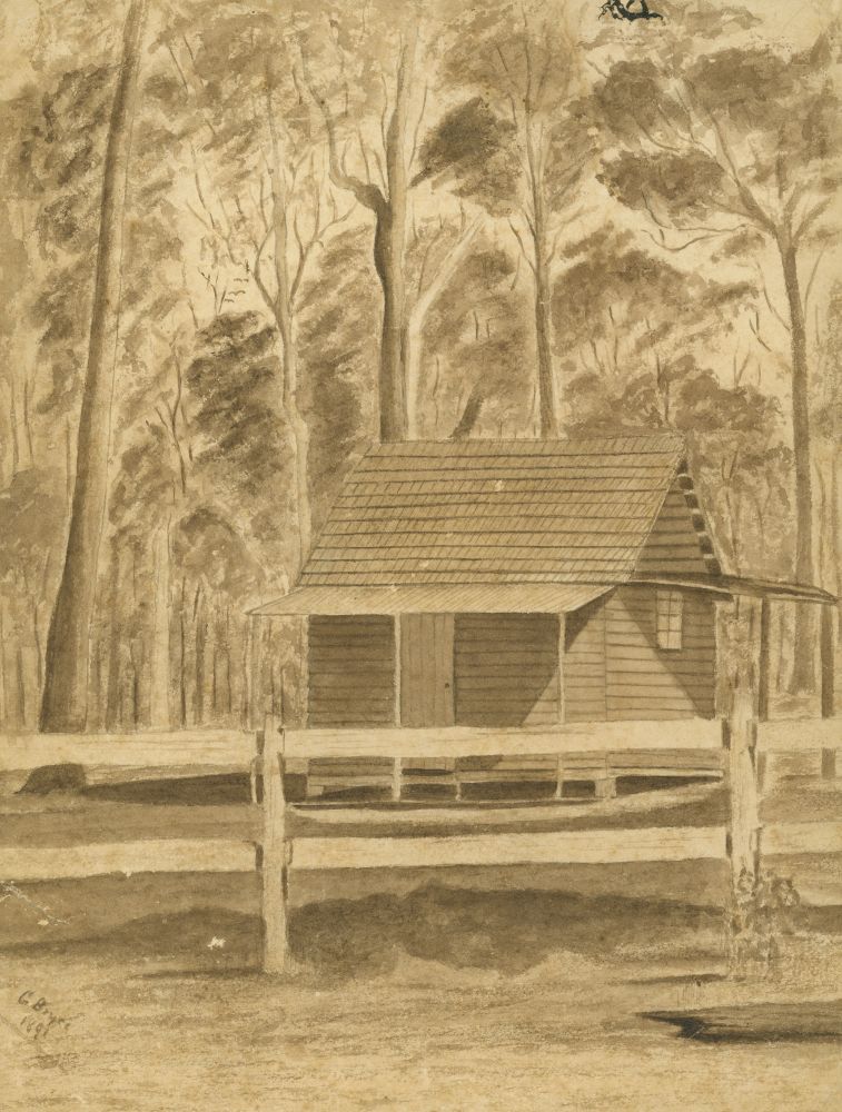 Sketch using water paints of the Stony Creek School in 1891