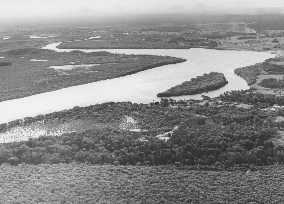 Aerial view of the Caboolture River in 1979
