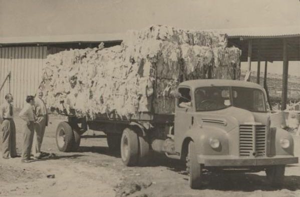 Truck loaded with bales of waste paper