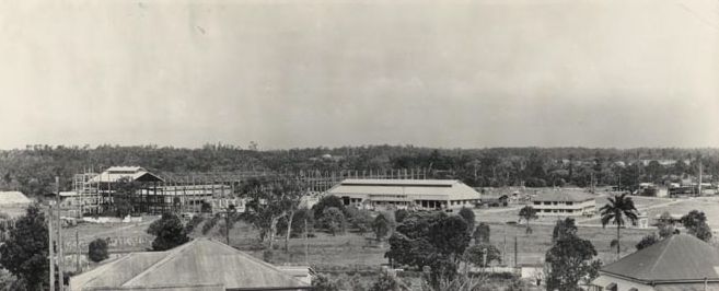 View of Mill under construction from site of Murrumba Homestead