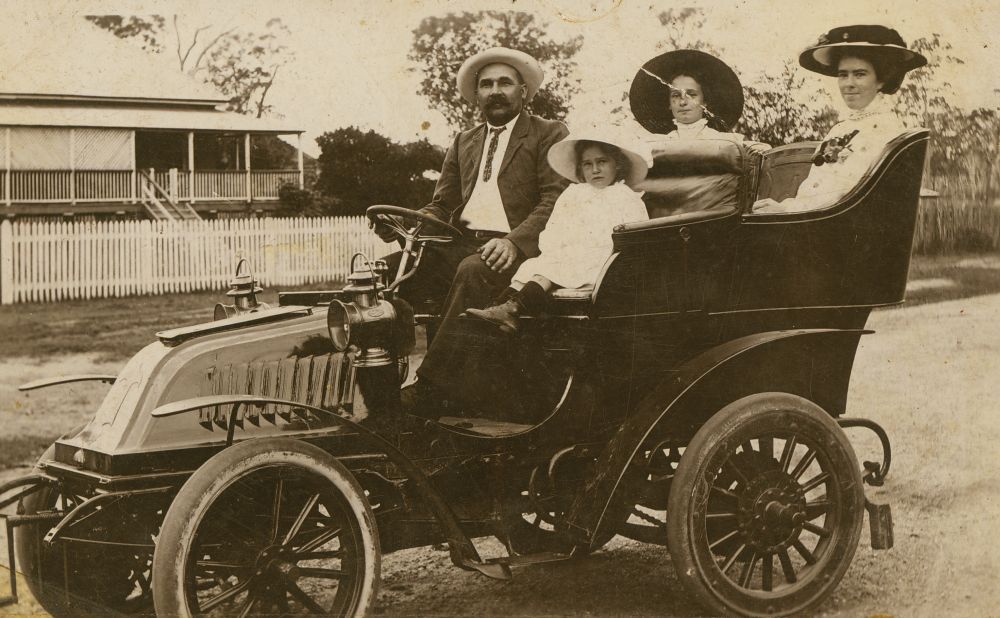 The first motor car in Caboolture was owned by Mr Matt Zanow, ca. 1900s