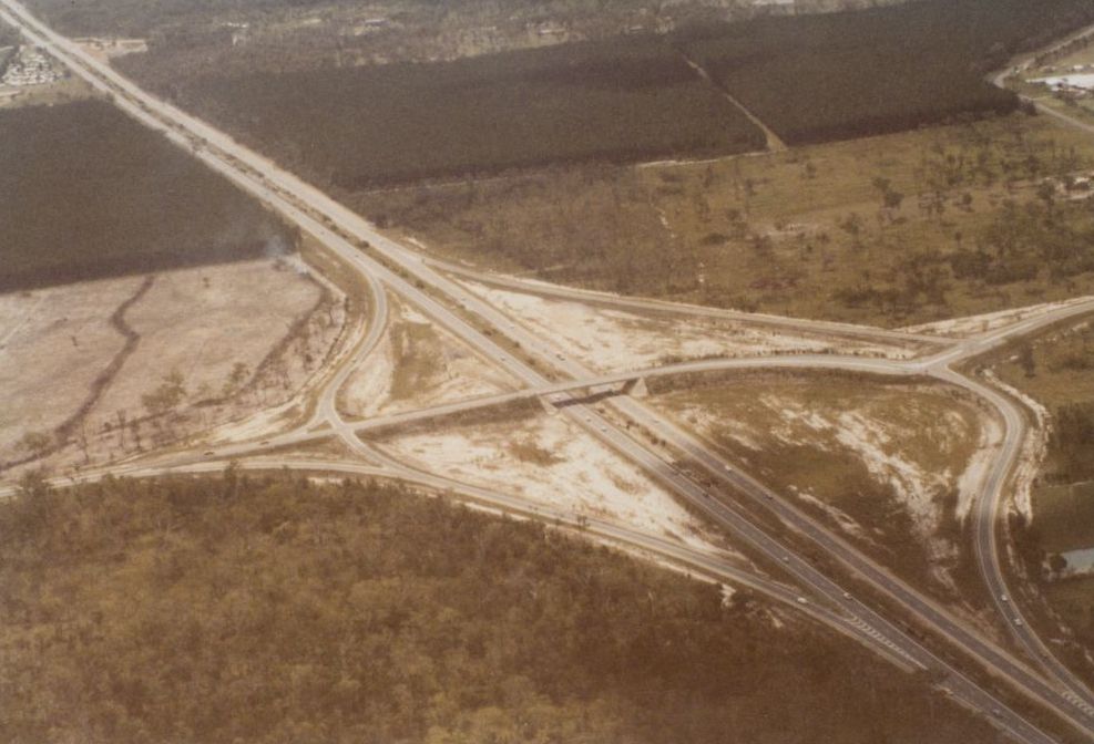 Aerial view of the Morayfield Road overpass on the Bruce Highway