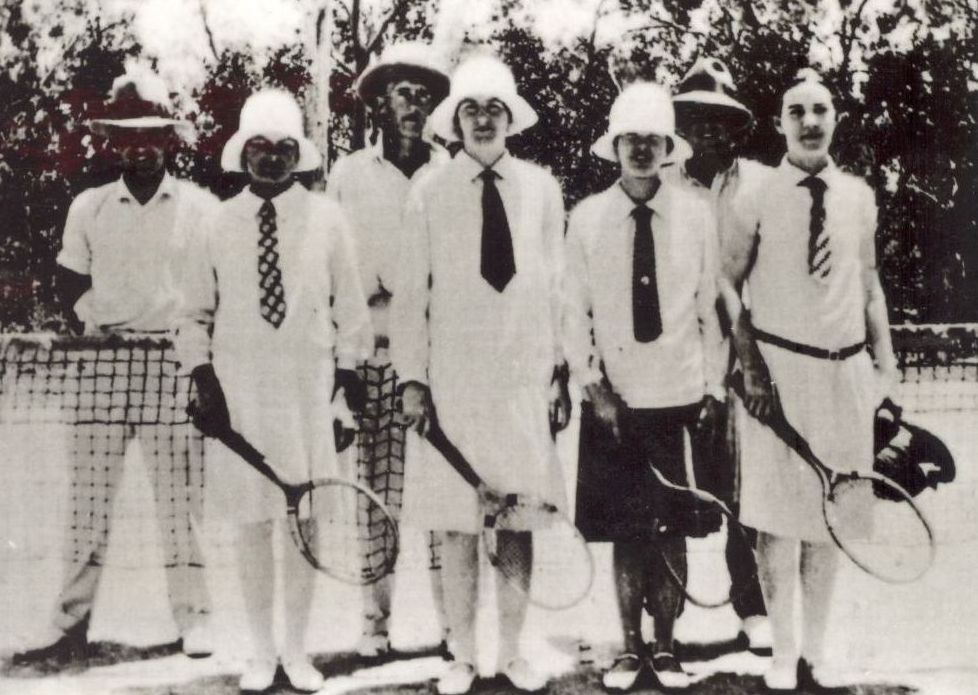 Tennis players at the Delaneys Creek Hall court, ca. 1945