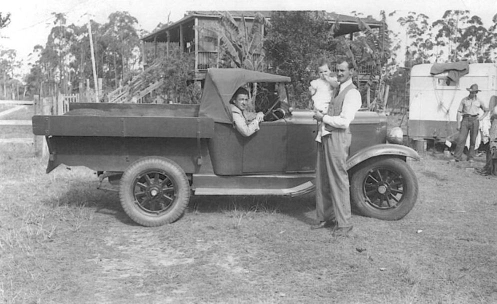 Arnold Taylor at the wheel of Frederick Gillette's truck in October 1949