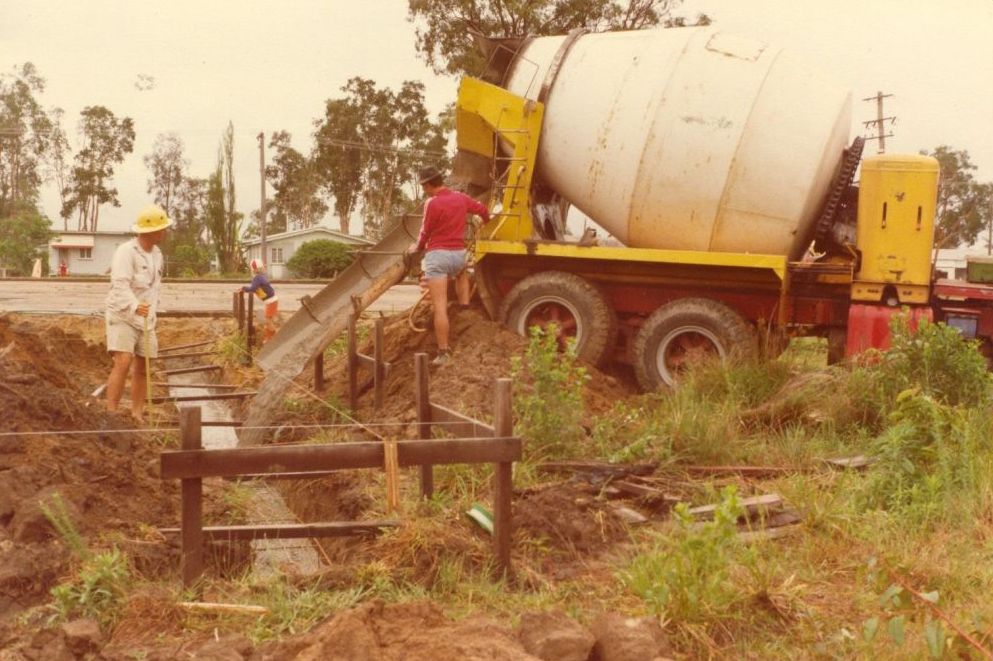 Jim Flesser pouring the foundations for the new Donnybrook Bowls Club