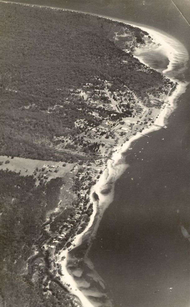 Aerial view of Bribie Island in 1947