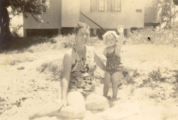Sheila Knox (mother) with Susan Calderwood (daughter), ca. 1952