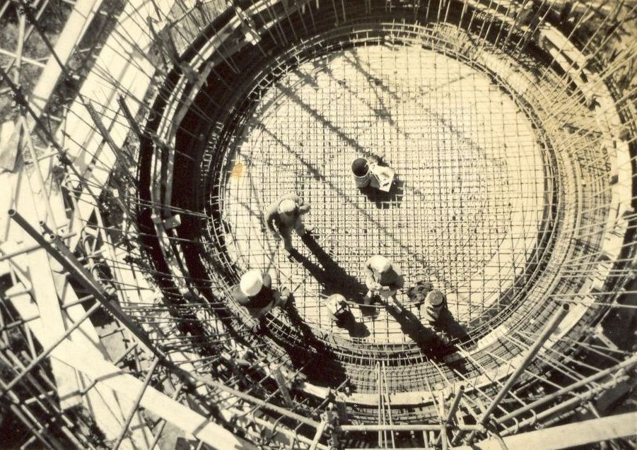 The water tower in King Street under construction in 1959