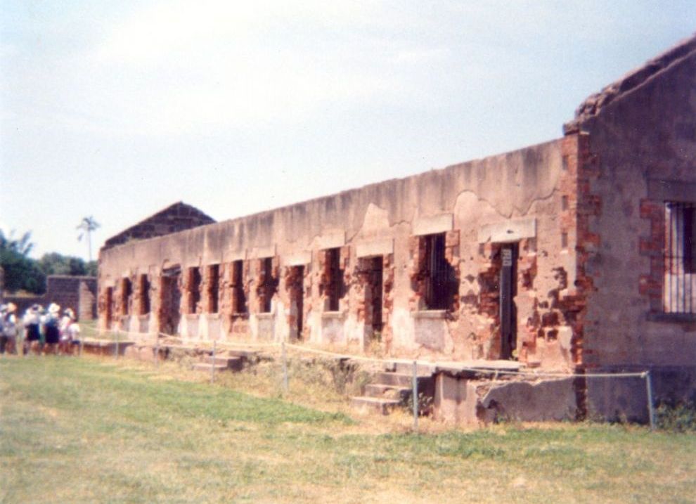 Deteriorating building structures once used on St Helena Island