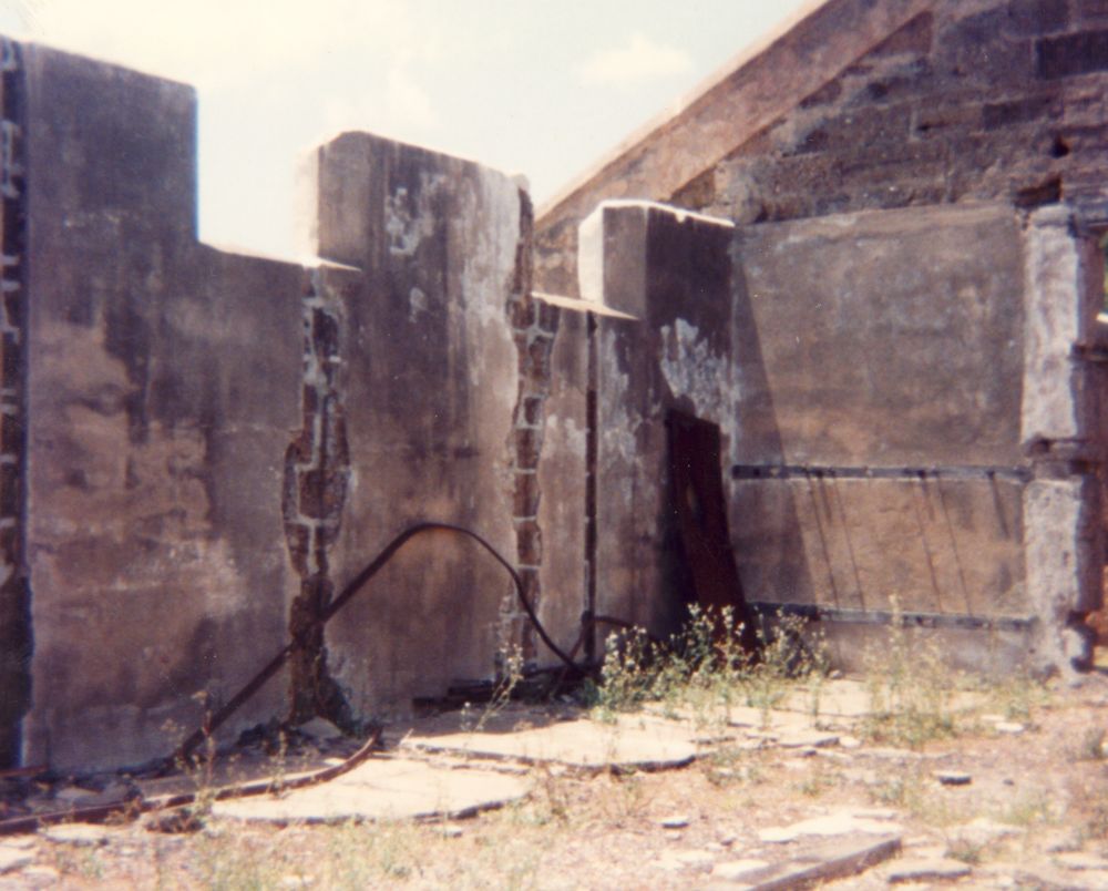 Deteriorating building structures once used on St Helena Island
