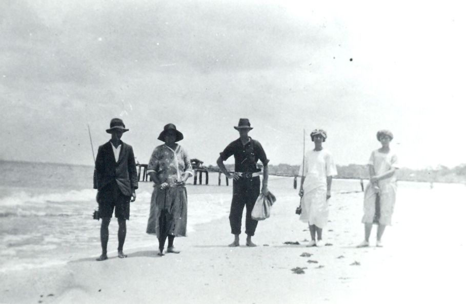Fishing group on beach near the Canning Works jetty
