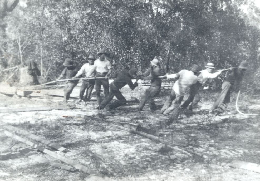 Dragging logs at J. Clark's property