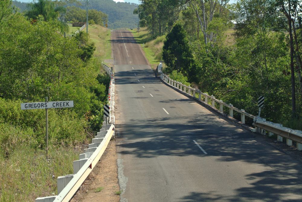 Upper Caboolture approach to Gregor's Creek Bridge, prior to its demolition and replacement