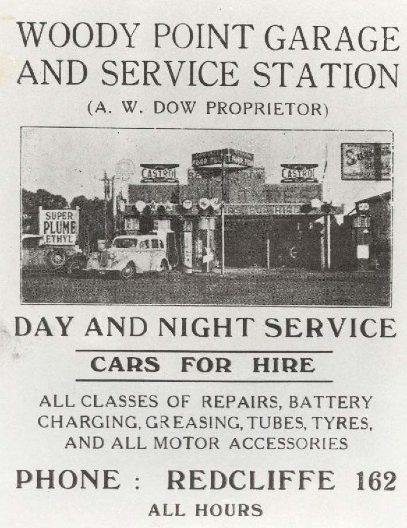 Advertisement  for Service Station at Woody Point