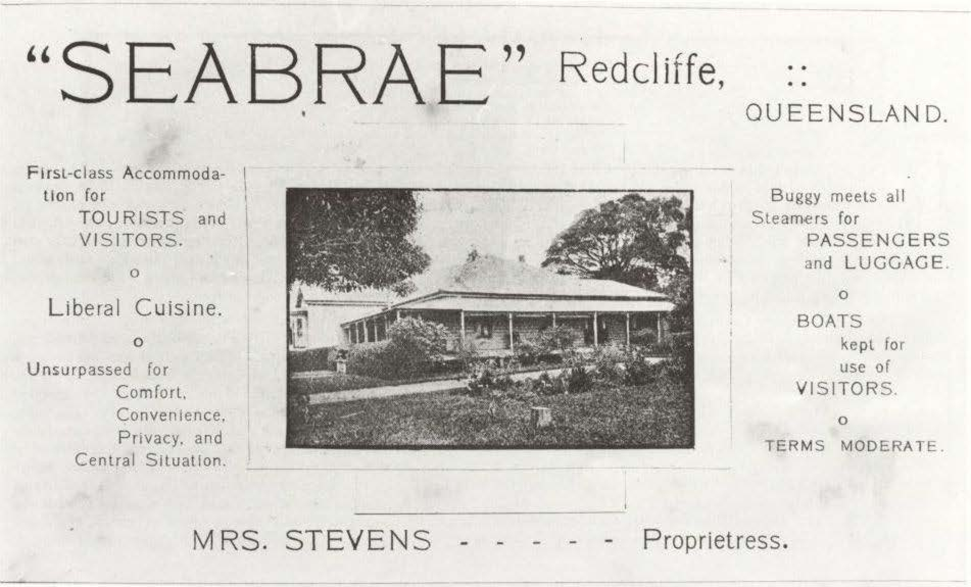 Advertisement for the Seabrae Guest House