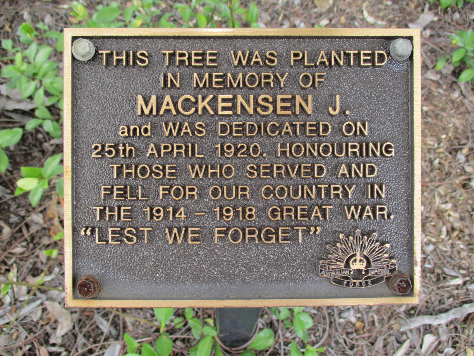 Woodford Memorial Trees - Mackensen, J.