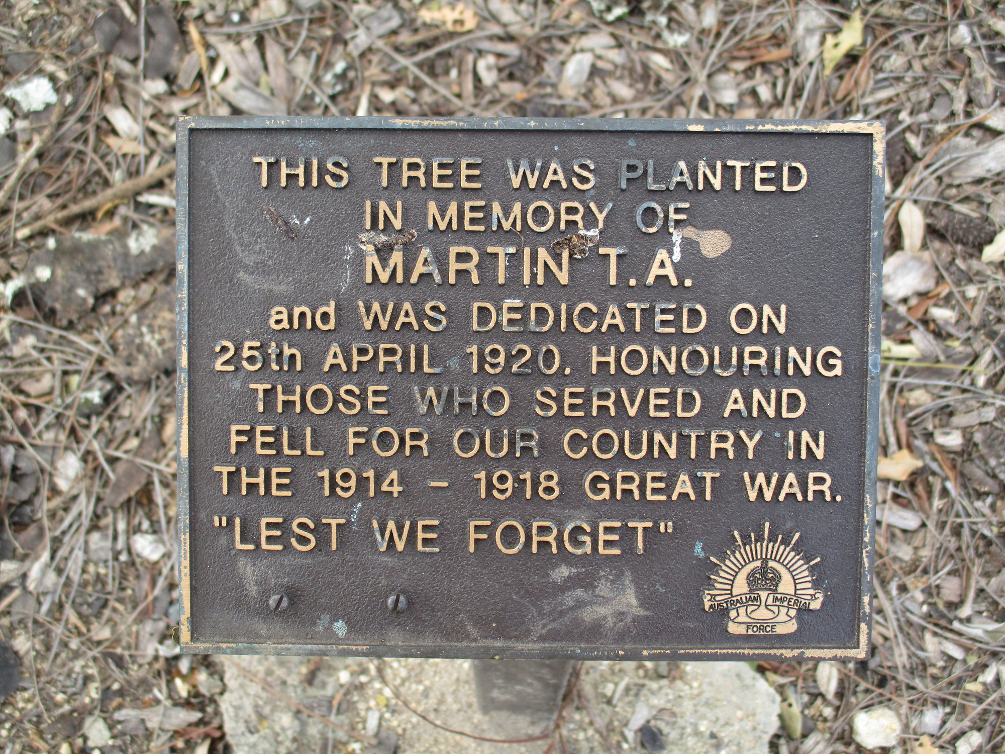 Woodford Memorial Trees - Martin, T. A.