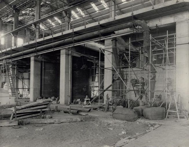 Machinery assembly inside building