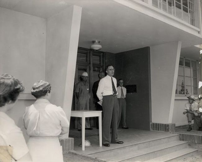 Staff member making a speech