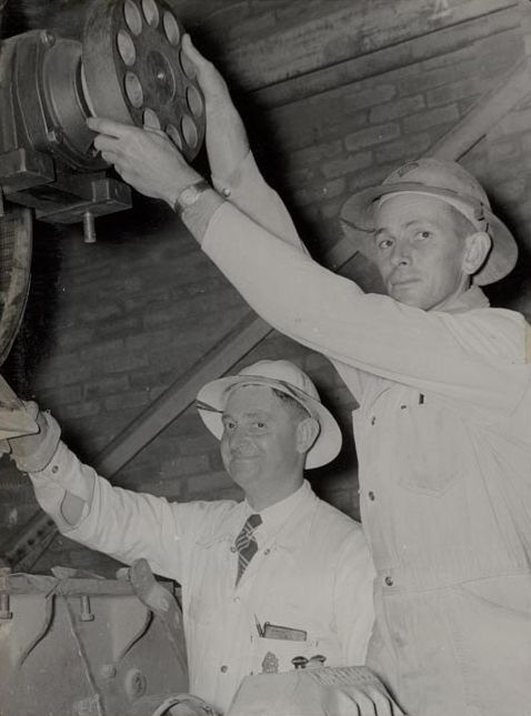Stan Tebble &amp; Don Smith working on Machinery