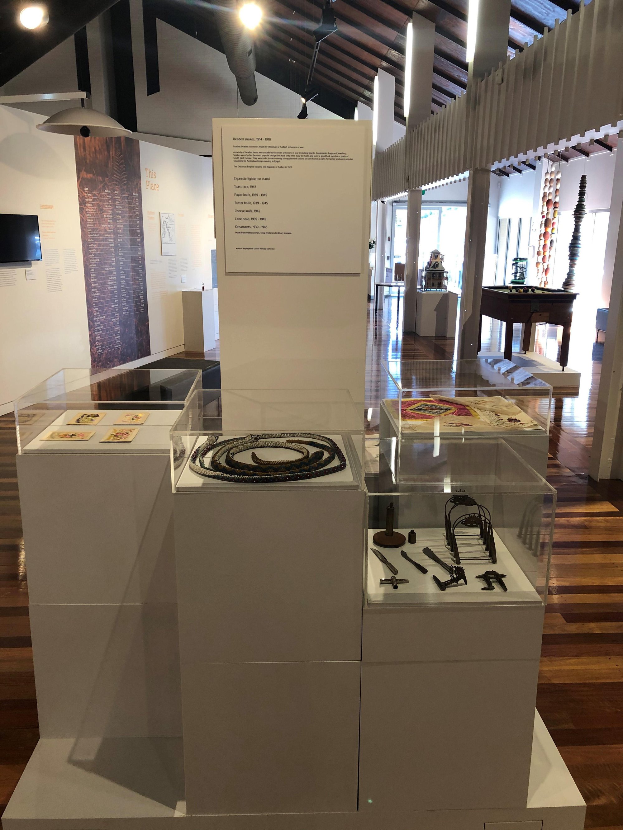 War souvenirs and trench art collection showcase side 3