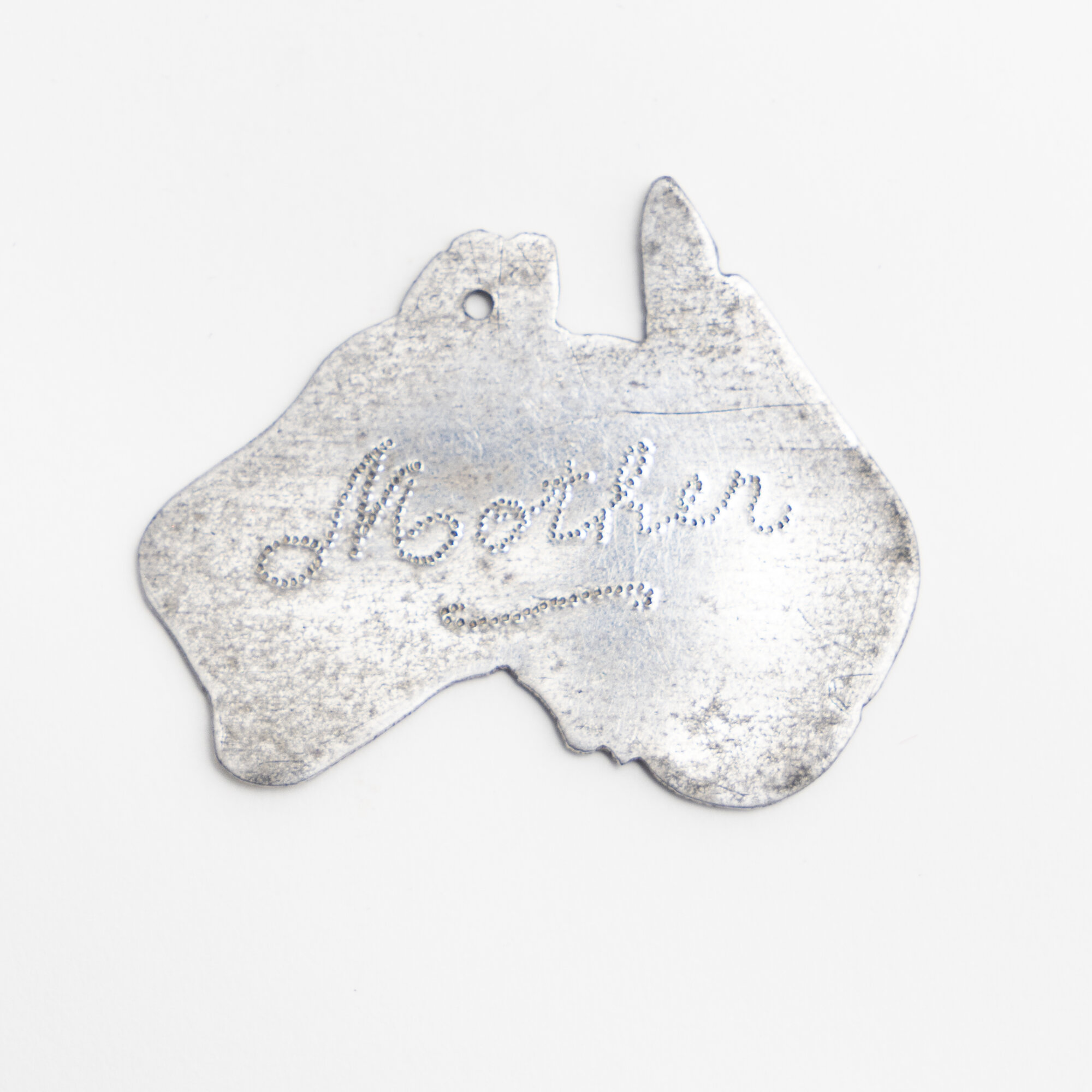 Trench art - brooch - aluminium  