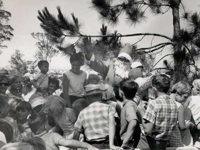 Santa Claus greeting the children