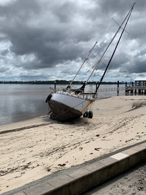 Stranded boat - Bribie Island
