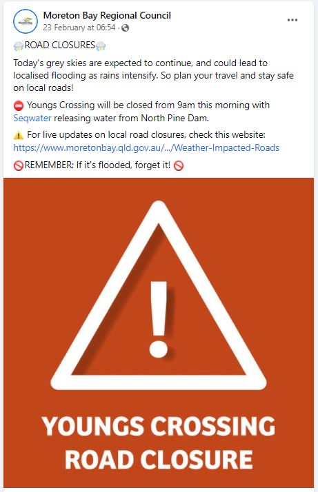 February 2022 Floods - MBRC Facebook Communications