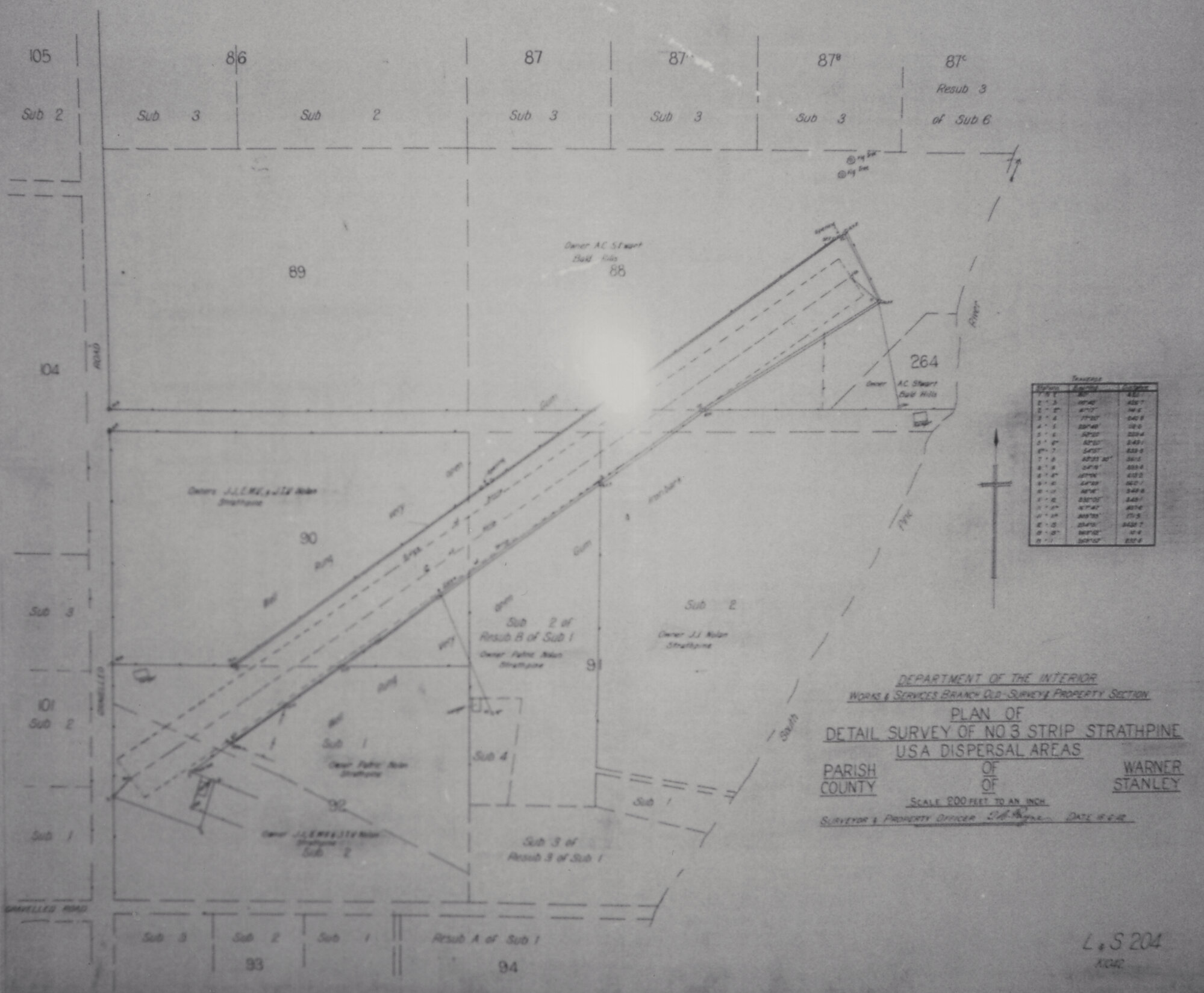 Survey plan of No.3 Strip Strathpine USA Dispersal Areas