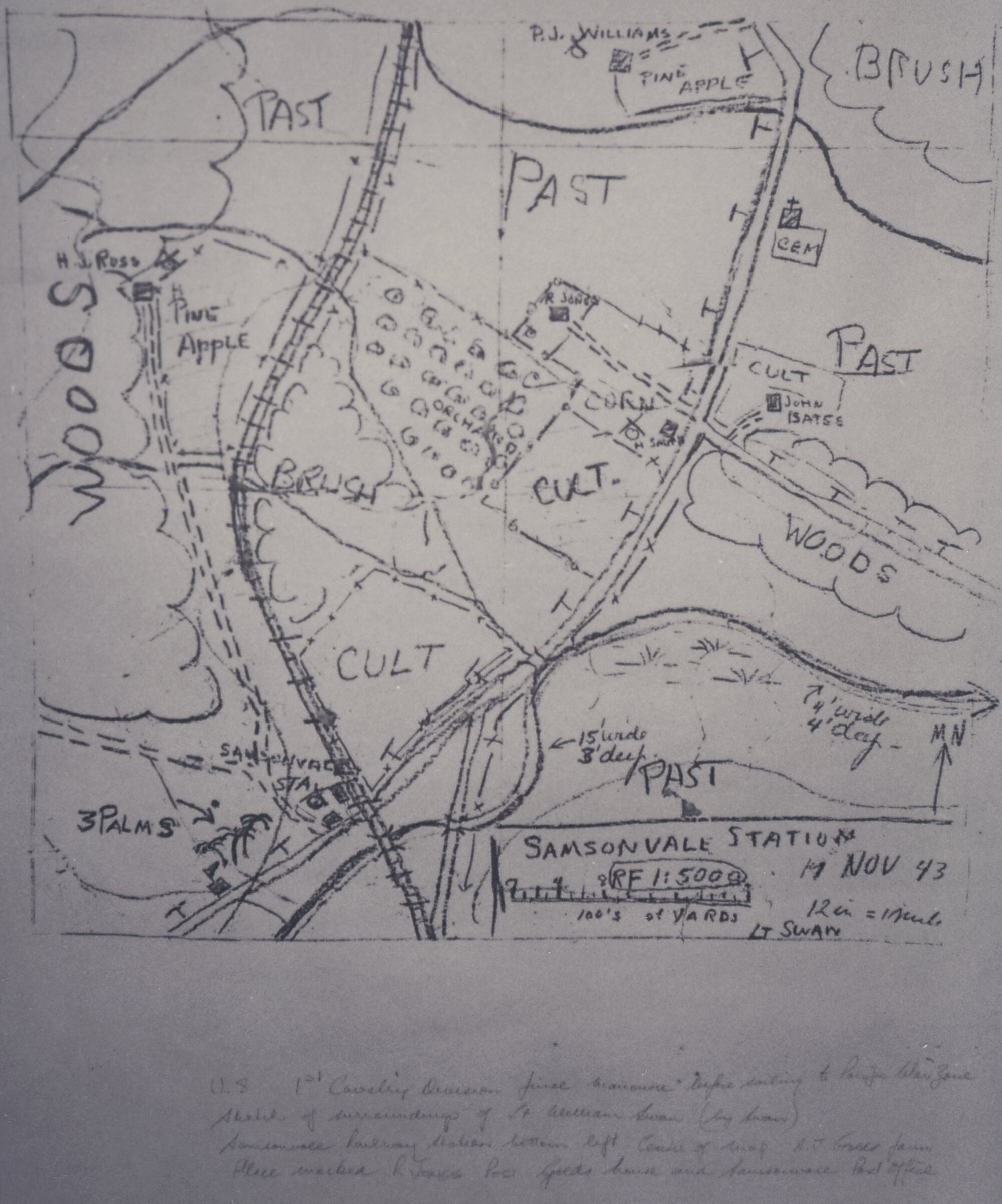 Hand-drawn map of Samsonvale Area