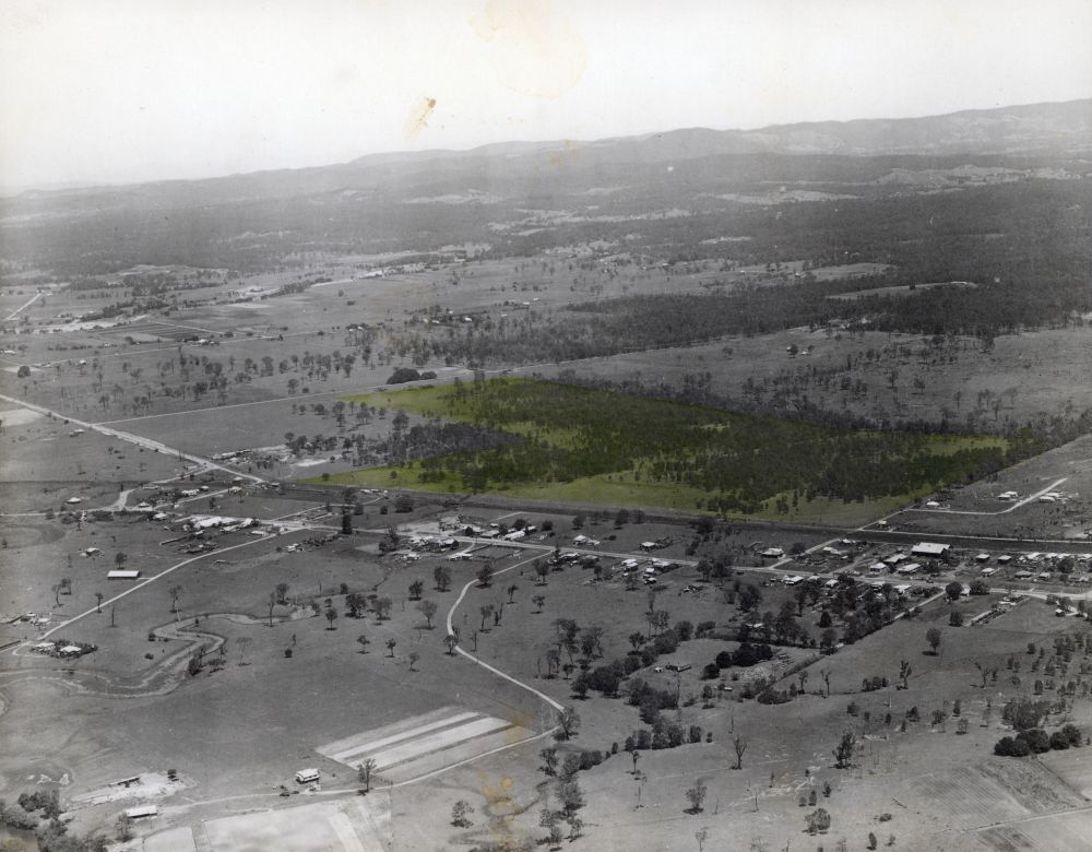 Mid 1950s aerial photograph looking southwest over Strathpine towards Brendale and Warner