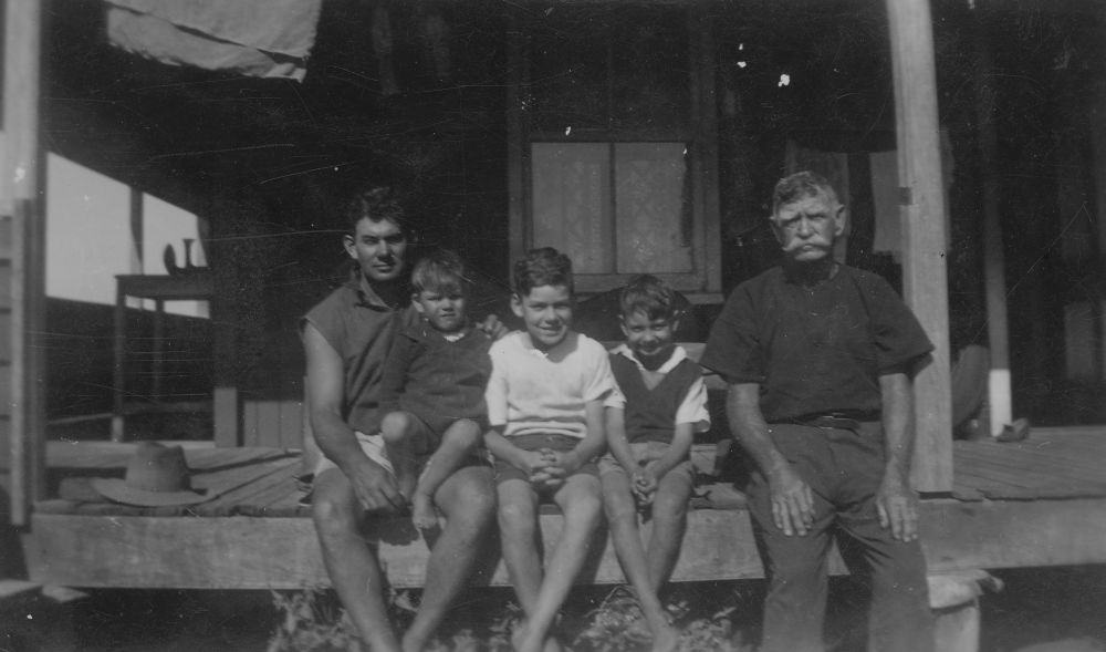 Members of the Dohle family on the verandah of the farmhouse at Dohles Rocks, ca. 1949