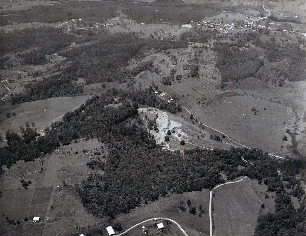 Aerial photograph looking over the North Pine River towards Dayboro, 1972