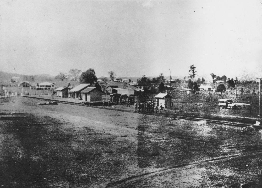Samford Railway Station during World War 2 (WWII), early 1940s