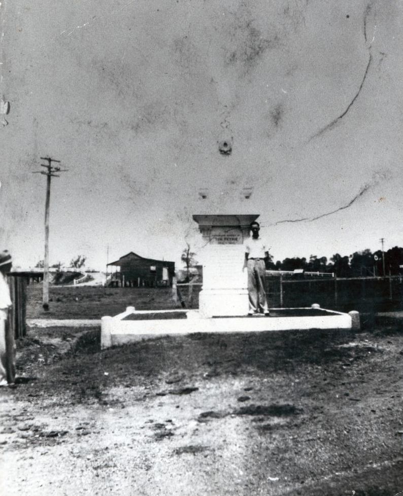 Tom Petrie Memorial in its original position