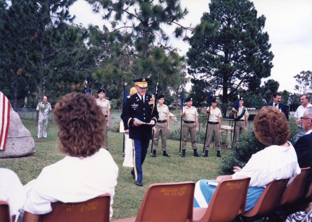 A visit by ex-servicemen who were members of the United States 1st Cavalry Division, 1988