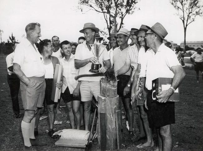 Trophy Winners of Woodchop and Sawing Events
