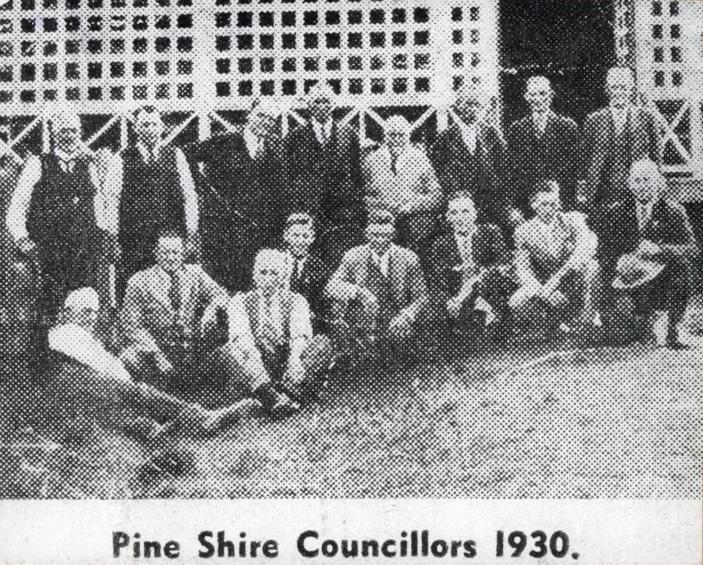 Pine Shire councillors outside the Old Shire Hall, 1930