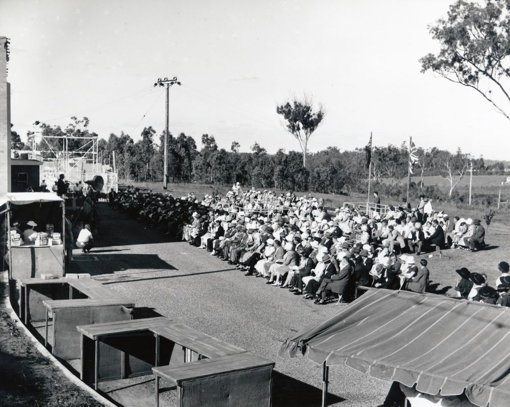 View of the invited guests attending the official opening of the North Pine Water Supply Scheme at Petrie, 22 April 1961