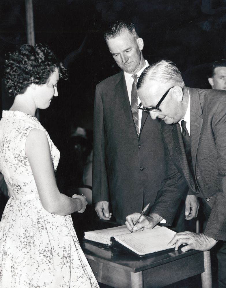 Official opening of the North Pine Water Supply Scheme at Petrie, 22 April 1961
