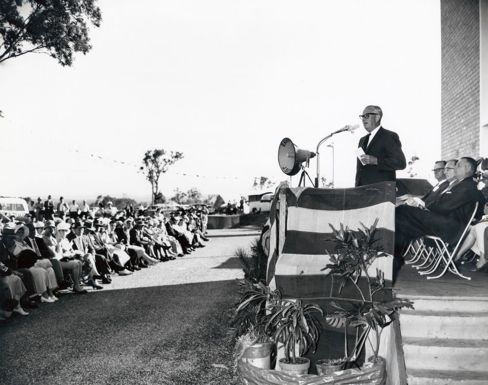 Official opening of the North Pine Water Supply Scheme at Petrie, 22 April 1961
