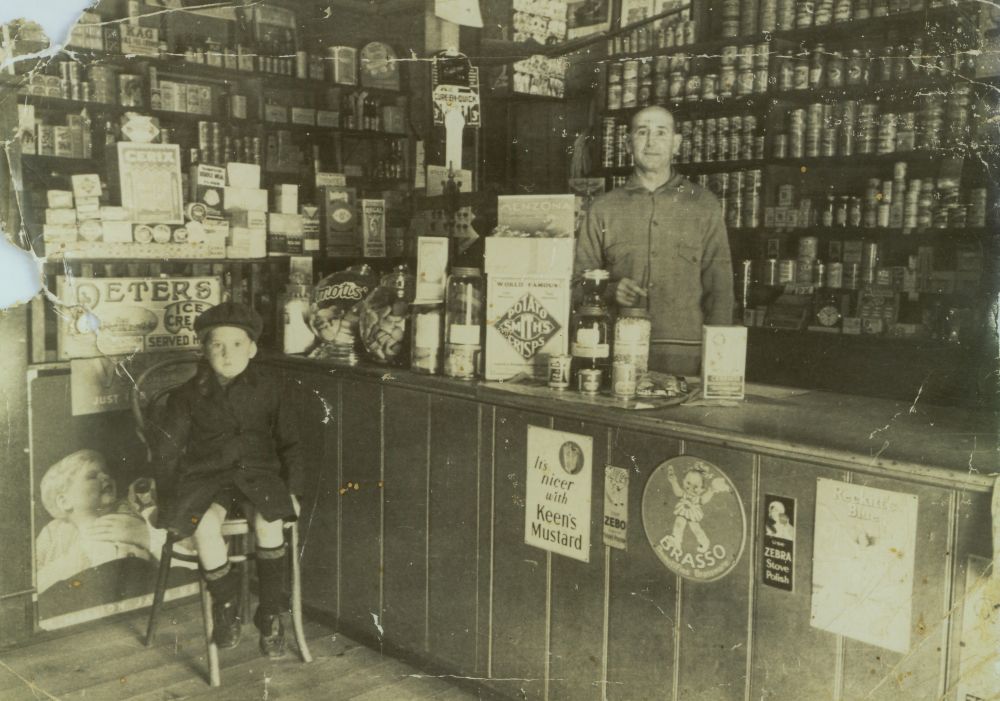 Interior view of a portion of Piggott's General Store at Strathpine, ca. 1938