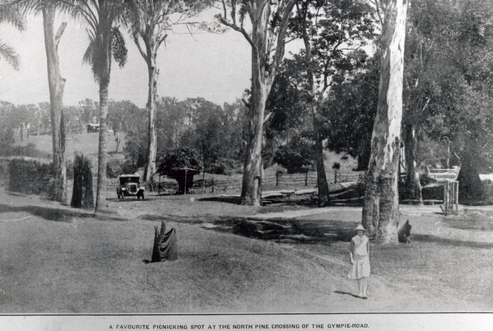A favourite picnicking site at the North Pine crossing of the Gympie Road (Sweeney Reserve) Petrie, 1927