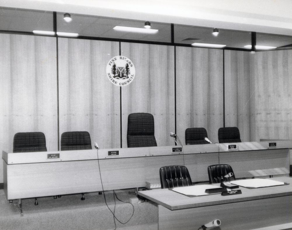 Pine Rivers Shire Council chambers wired for sound, July 1975