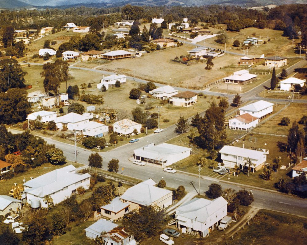 Aerial view of part of the township of Dayboro